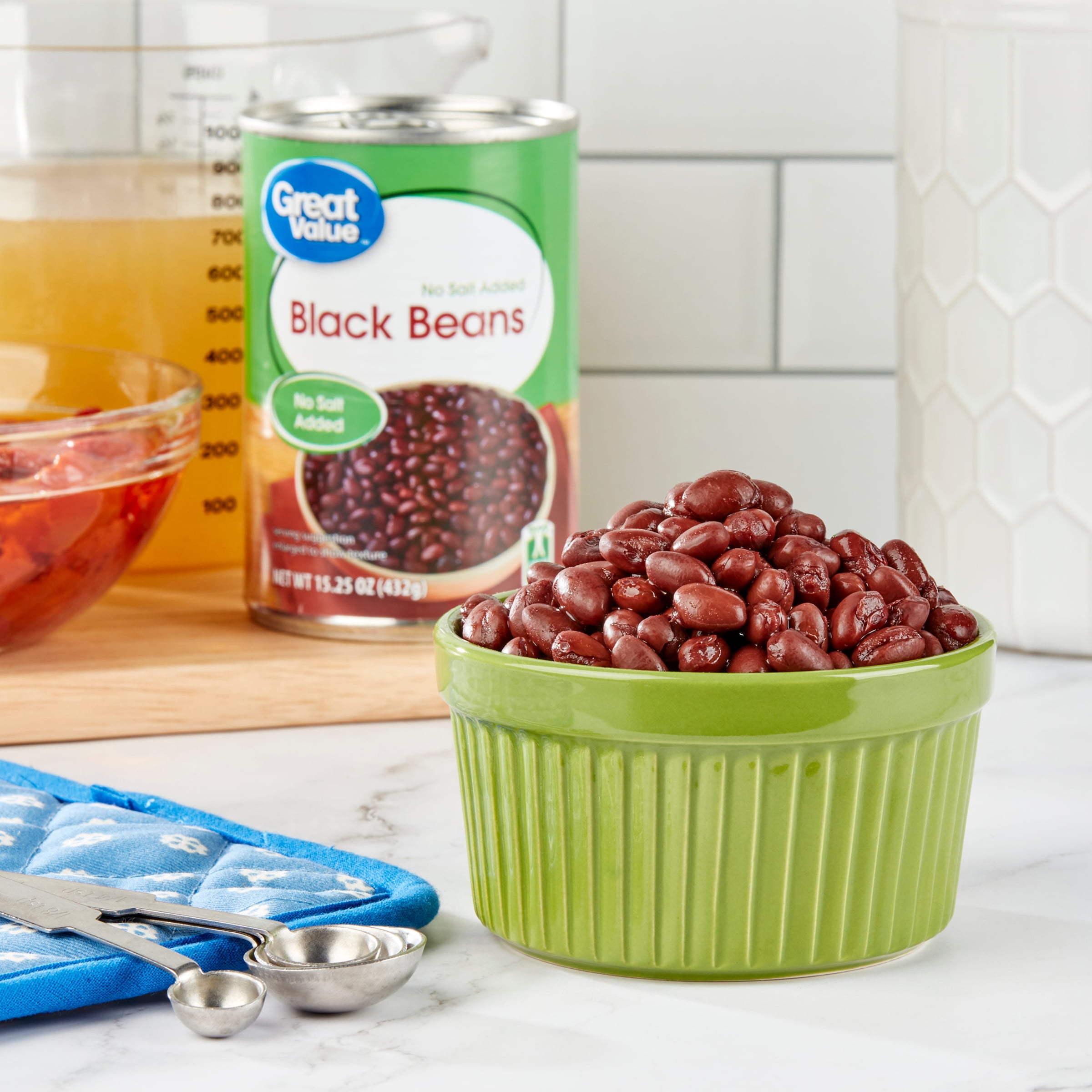 Great Value, No Salt Added, Canned Black Beans, 15 oz Can