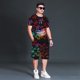 thumbnail image 3 of Conjunto de camiseta y pantalones cortos de playa informales con estampado digital 3D de animales para hombre, 3 of 5