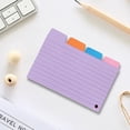 thumbnail image 5 of Tabbed Index Cards 100 Pack 3X5, Colored Ruled Note Cards with Dividers, Thick Study Flashcards for Schol Home Office Organization in Purple, 5 of 6