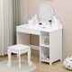 thumbnail image 1 of Para niños de madera makeup vanity mesa con mirror lights y stool-blanca, 1 of 6