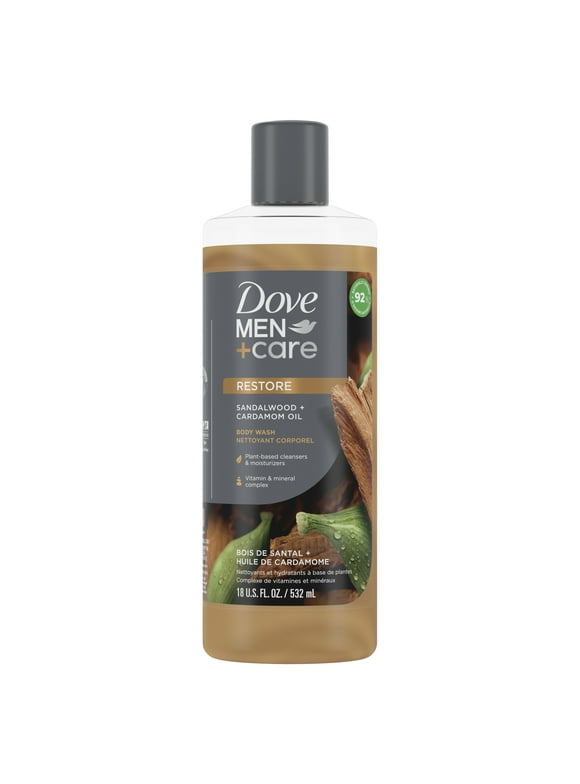 Dove Men+Care Restoring Hydrating Body Wash, Sandalwood and Cardamom, 18 fl oz