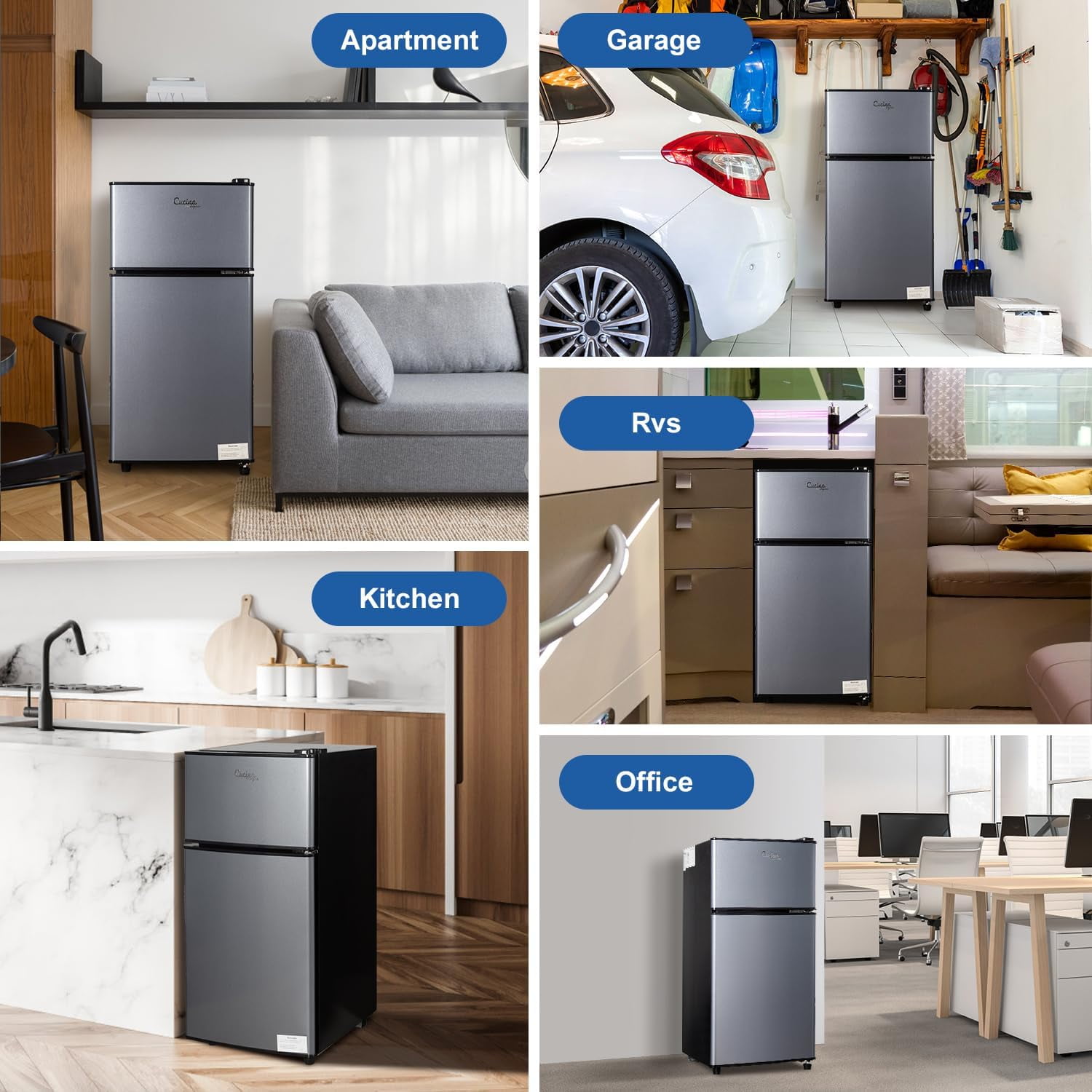 2.9 Cu.Ft Mini Fridge Freezer, 2 Door Small Refrigerator, 7 Level Adjustable Thermostat Freezer Fridge for Living Room, Kitchen and Apartment, Black Blue