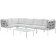 thumbnail image 3 of Modway Harmony 6 Piece Outdoor Patio Aluminum Sectional Sofa Set in White White, 3 of 7