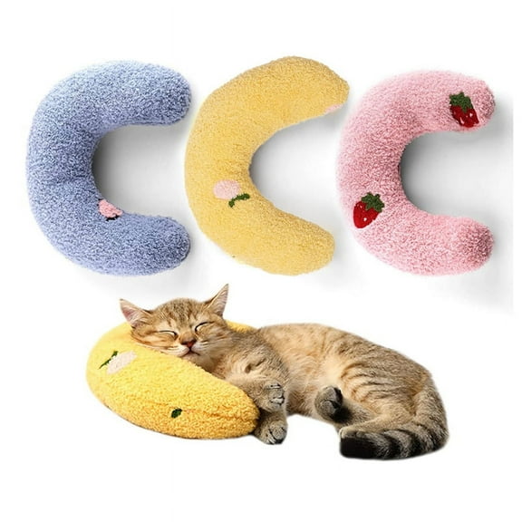 Little Pillow for Cats Neck Protector Deep Sleep Puppy U-Shaped Pillow Kitten Headrest for Cats Indoor,Yellow,1 * Pet Pillow,Yellow