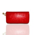 thumbnail image 1 of Carter Leatherworks Drip Women's Wristlet Wallet Clutch Purse Dual Zippers PU Alligator High Gloss Finish (Rari Red)…, 1 of 6