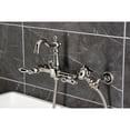 thumbnail image 2 of Kingston Brass KS2446ALBS Heritage Double-Handle Wall-Mount Bridge Kitchen Faucet with Brass Sprayer, Polished Nickel, 2 of 7
