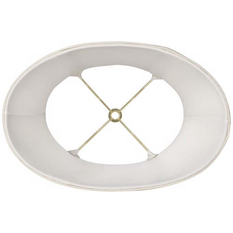 Cream Oval Lamp Shade - 9x12x9", Spider Fitter, Includes Harp, Ribbed Fabric, Springcrest Brand