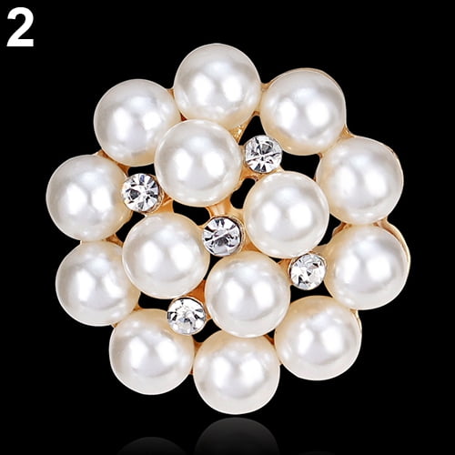 Xinyolin Flower Rhinestone Imitation Pearl Brooch, Wedding Bouquet Decor
