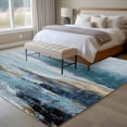 thumbnail image 4 of Teal Blue Oil Painting Area Rugs 5'x7', Washable Small Throw Rugs for Laundry Room Playroom, Retro Abstract Art Lake Forest Indoor Outdoor Rug Non-Slip Low Pile Carpet Runner Reversible Floor Mats, 4 of 8
