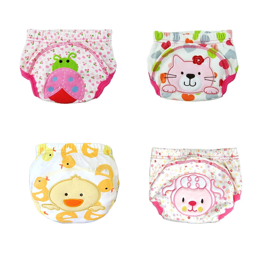 4PCS Cotton Boys Girl Toilet Training Pants Nappy Waterproof Soft Reusable Washable