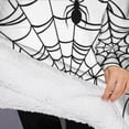 thumbnail image 3 of Oversized Wearable Blanket Hoodie,Black Halloween Spider Webs Sherpa Blanket Hoodie with Super Pockets,Super Warm Fuzzy Pullover for Women & Men, 3 of 6