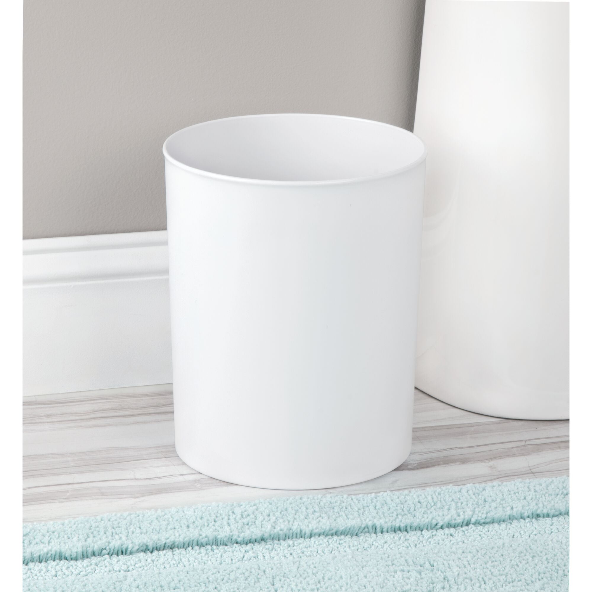 iDesign Franklin Round Bathroom Wastebasket, BPA-Free Plastic, White