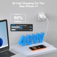 thumbnail image 3 of Cargador QASHQAI de Pared Rápido USB C 40W para iPhone 17 Pro Max, 3 of 9