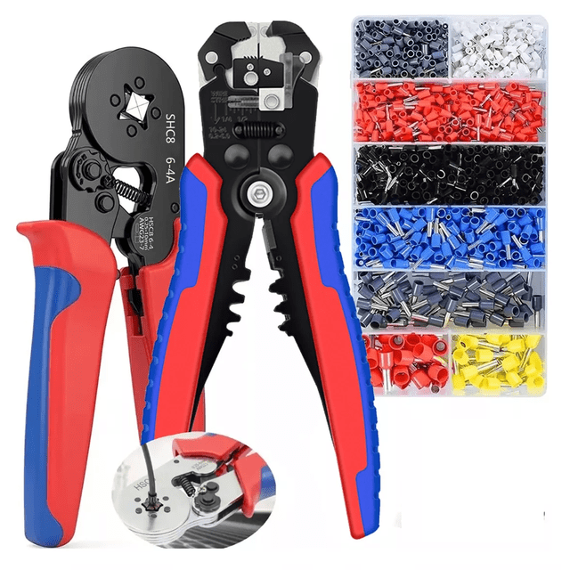 Kit Alicate Terminales Crimpador BLOOSOM Pelacable Aislados 1200 pzs