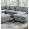 thumbnail image 6 of Living Room Furniture 8pc Sectional Sofa Set Light Grey Dorris Fabric Couch 3x Wedges 3x Armless Chair And 2x Ottomans, 6 of 9