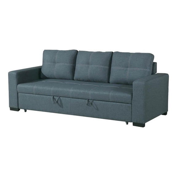 Benjara 85" Modern Convertible Sofa- Foam Fill- Stitch Details- Gray Polyfiber
