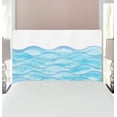 thumbnail image 2 of Ocean Headboard, Sea Waves Illustration Features Liquid Ocean Motion Water Image, Upholstered Decorative Metal Bed Headboard with Memory Foam, Twin Size, Pale Blue White, by Ambesonne, 2 of 3