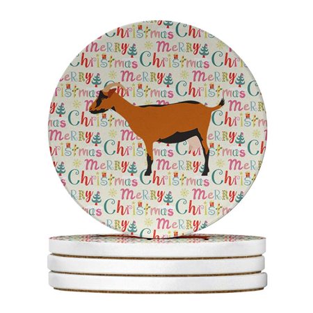 

Carolines Treasures WDK2733RCS4 4 x 4 in. Unisex Oberhasli Goat Christmas Large Sandstone Coasters - Pack of 4