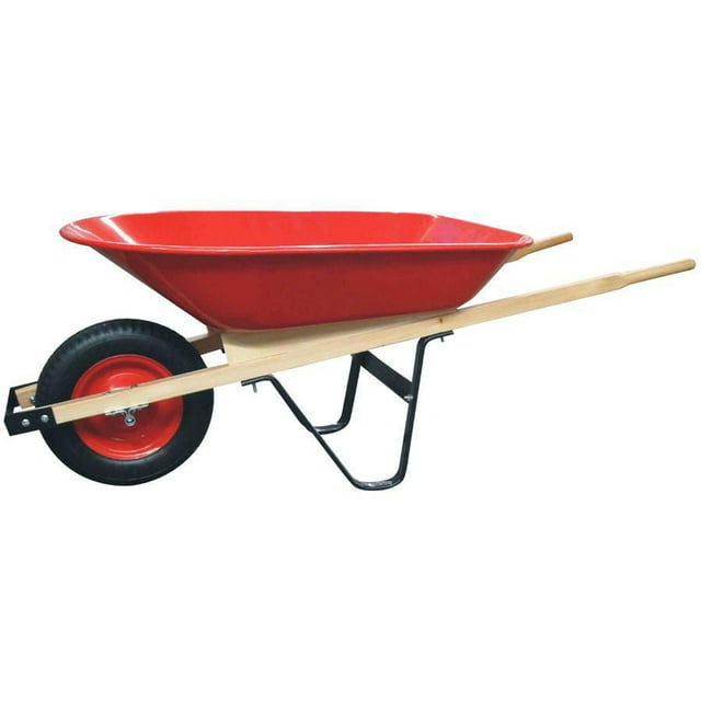 GARDENERS WHEELBARROW 4 CU.FT STEEL TRAY AIR TIRE WOODEN HANDLE