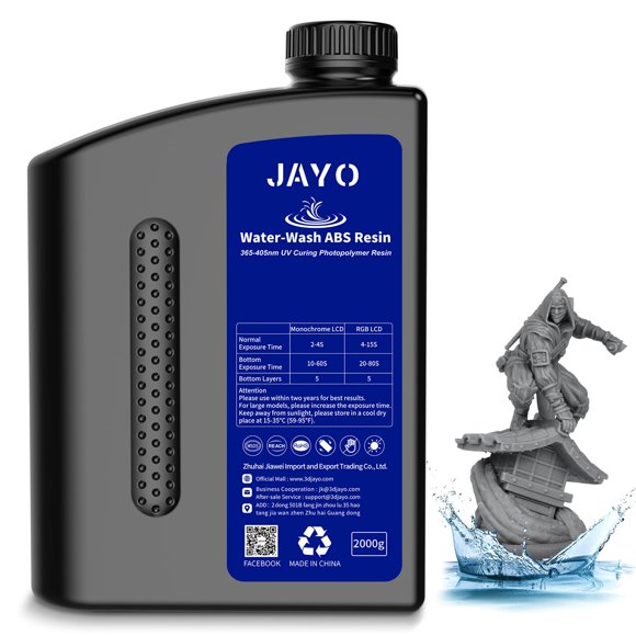 Impresora 3D de resina JAYO, lavable con agua, tipo ABS, gris oscuro, 2 litros