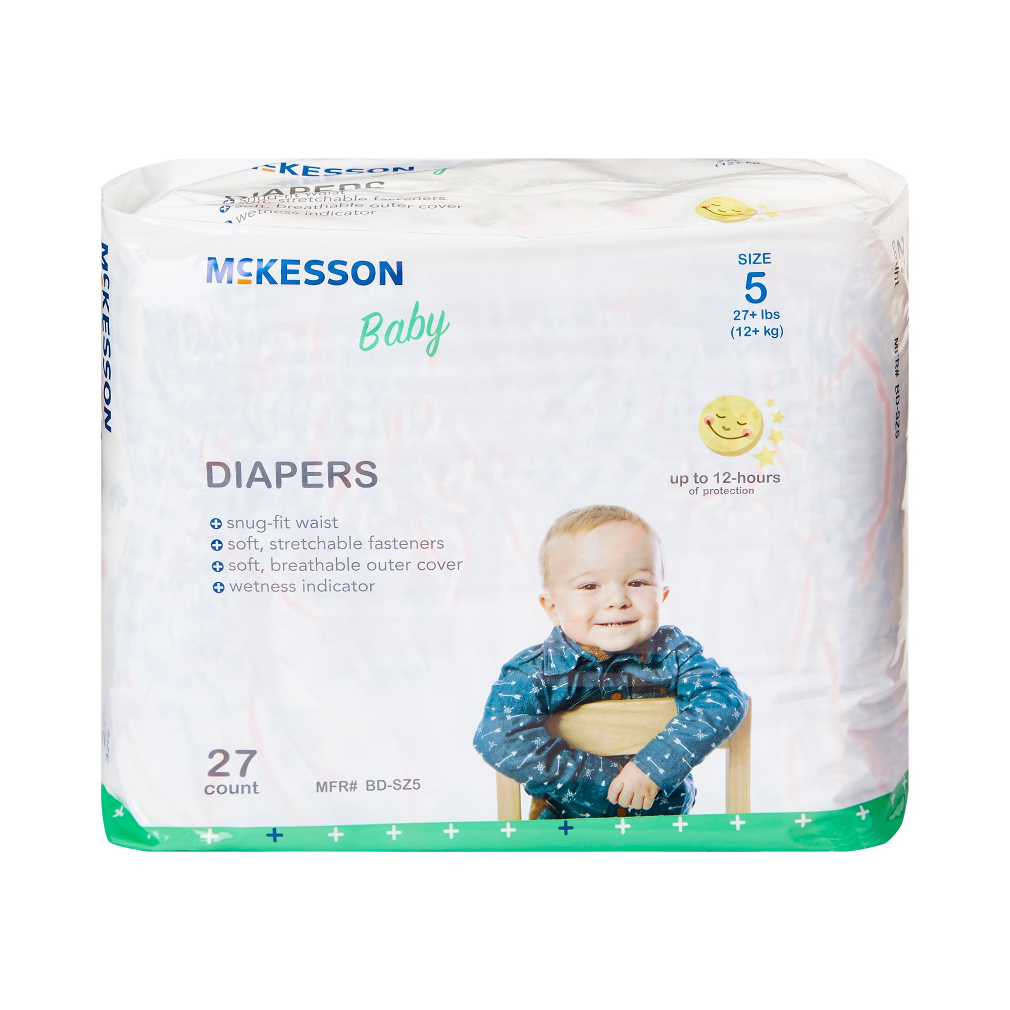 McKesson Baby Baby Diaper Size 5, Over 27 lbs. BD-SZ5, 108 Ct