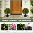 thumbnail image 4 of 22" Artificial Boxwood Topiary Ball Trees, Sun Resistant Faux Potted Plants with Fruits, Decorative Fake Shrubs Bushes with Cement Pot, Topiary Trees Artificial for Outdoor Indoor Set of 2, 4 of 9
