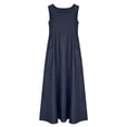 thumbnail image 4 of Hurxie Sundresses for Women Casual Loose Summer Dresses Sleeveless U Neck Tank Dress with Pockets Navy,L, 4 of 6