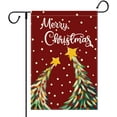 thumbnail image 1 of Bandera de jardín de gnomo, banderas de jardín de copo de nieve de Hello Winter, 12 x 18, bandera de jardín de Navidad de doble cara, bandera de arpillera a cuadros de búfalo, banderas decorativas de, 1 of 4