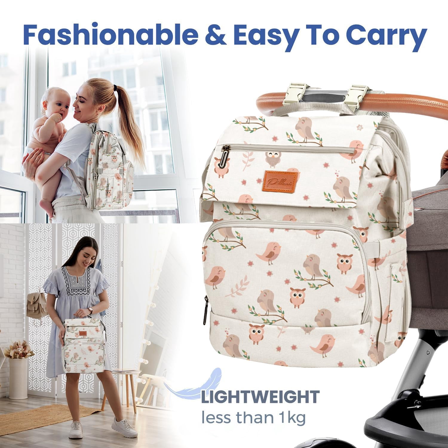 PILLANI Baby Diaper Bag Backpack - Large Bag for Boys & Girls, Waterproof Diaper Backpack - Travel Diaper Bags w/Changing Pad, Baby Registry Search & Shower Gifts - Essentials Must Haves Newborn Stuf