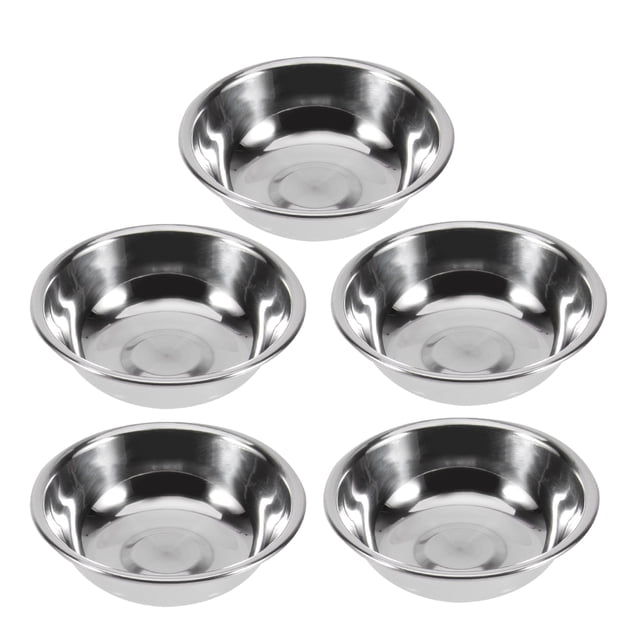 GOOHOCHY 5 Pcs Stainless Steel Plates Silver Rust Proof Moisture Proof Dining Hall Tableware