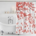 thumbnail image 2 of Polyester Fabric Pink Red Flower Shower Curtain, Modern Watercolor Minimalist Floral Waterproof Bathtub Curtain Bathroom Decor Set with Hooks 66 x 72 Inches, 2 of 6