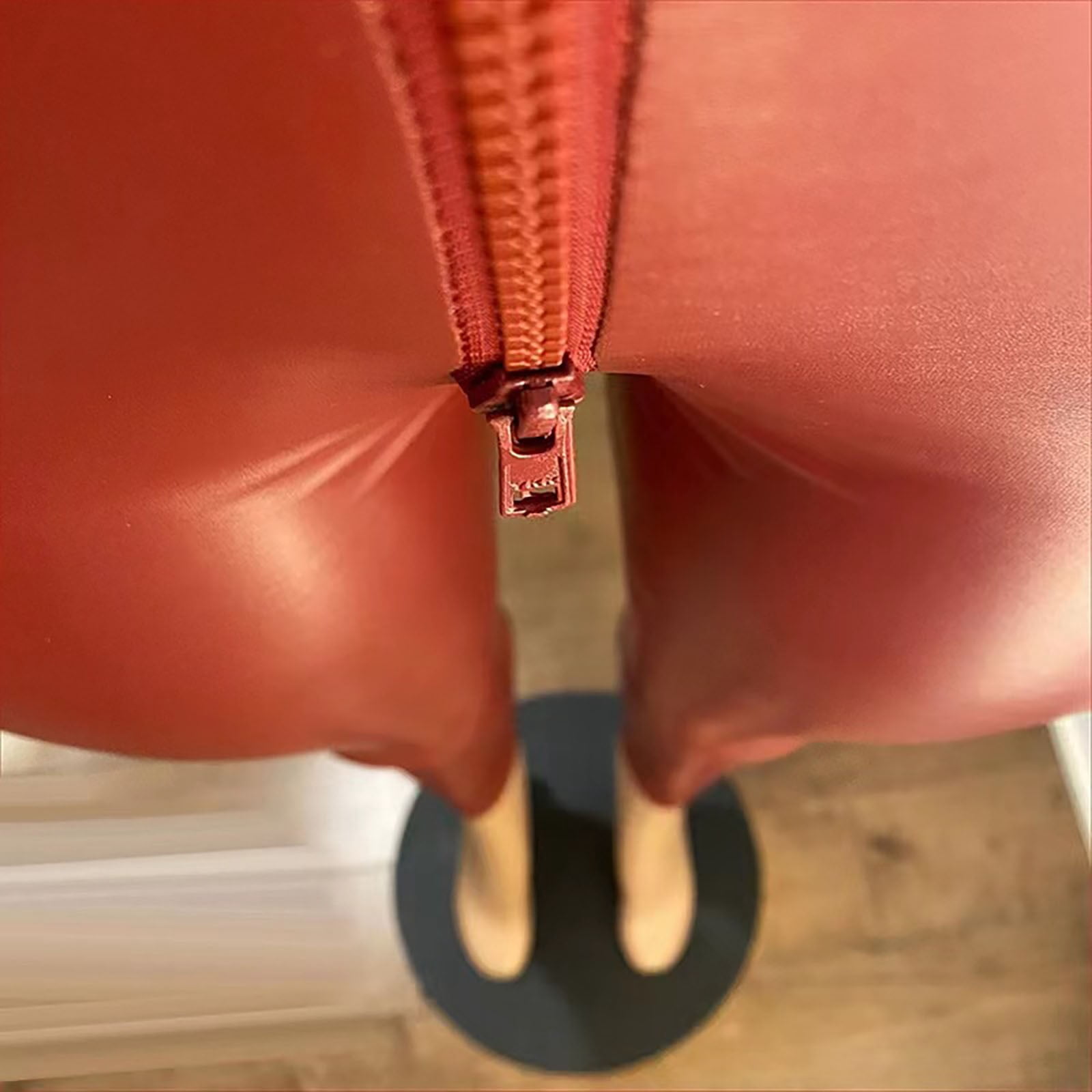QIJUNTUO ​Women's Faux Leather Yoga Pants With High Waist Tummy Control Slim Fit Workout Trousers For Performance Training​ Orange