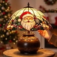 thumbnail image 5 of Christmas Table Lamp Featuring Scalloped Patterned Glass Shade, Vintage Style Accent Lighting for Home Desktop, Festive Christmas Holiday Decoration 1 Pack, 5 of 8