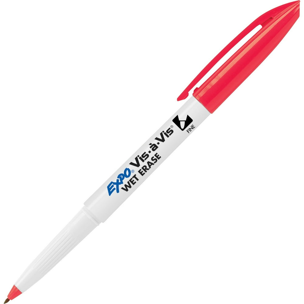 Expo VisAVis WetErase Markers, Fine Point, Red, Dozen