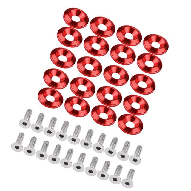 20Pcs Aluminum Bumper Washer Bolt Kit Universal Fit Anodized Billet Aluminum Decorative Engine Bay Dress Up Compact Lightweight