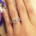 thumbnail image 5 of JeenMata Conjunto Nupcial de Morganita Creada en Talla Princesa de 2,25 Quilates - Conjunto Nupcial - Conjunto de Trío Nupcial - Anillo Infinito - Oro Rosa de 18 K sobre Plata, 5 of 5
