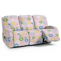 Xoenoiee Colorful Daisy Heart Print Recliner Covers for 3 Seater Reclining Stretch Sofa Slipcover Soft Washable Furniture Protector for Dogs and Pets