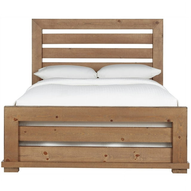 Progressive Furniture Willow Queen Wood Slat Bed in Distressed Pine Tan