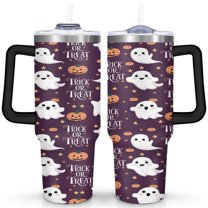 Happy Halloween Tumbler with Handle and Straws 40 OZ Insulated Travel Cup Birthday Present for Women Girls Daughter Mom Gifts for Him/Her Coffee Mugs
