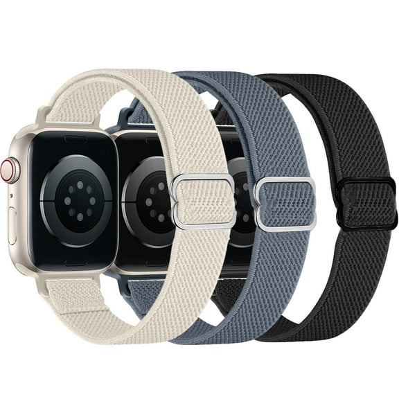 LEIXIUER 3 Pack Slim Stretchy Compatible with Apple Watch Bands 38mm 40mm 41mm 42mm 44mm 45mm Ultra 49mm Women,Lady Nylon Thin Elastics Wristbands Solo Loop Straps iWatch Series 8 7 6 SE 5 4 3 2 1