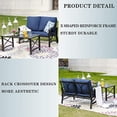 thumbnail image 3 of 2 Pieces Patio Loveseat Metal Frame with Coffee Table Outdoor Bistro Furniture Set, Blue, 3 of 7