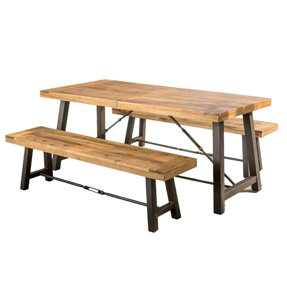 Rosario Acacia Wood Dining Set, Teak Finish