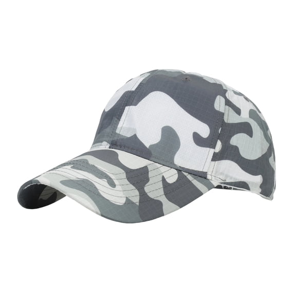 Domzest Camo Quick Drying Baseball Cap Sun Hats Unstructured Athletic Mesh Lightweight Running Golf Cap for Both Women & Men White
