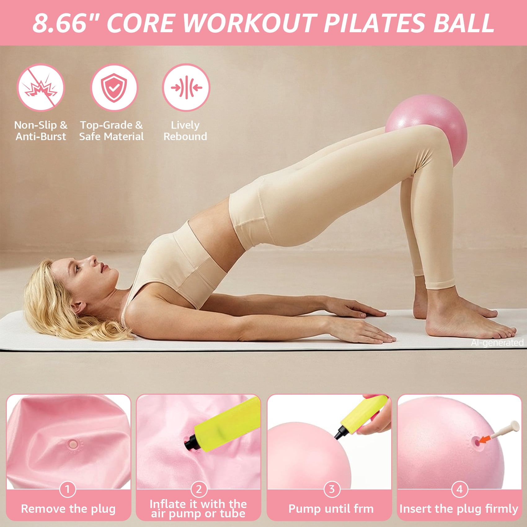 FiitDavz Home Workout Pilates Resistance Bands with Pilates Ring, Ball, Jump Rope, Ankle Weights, Sliders, Grip Socks 20-Piece