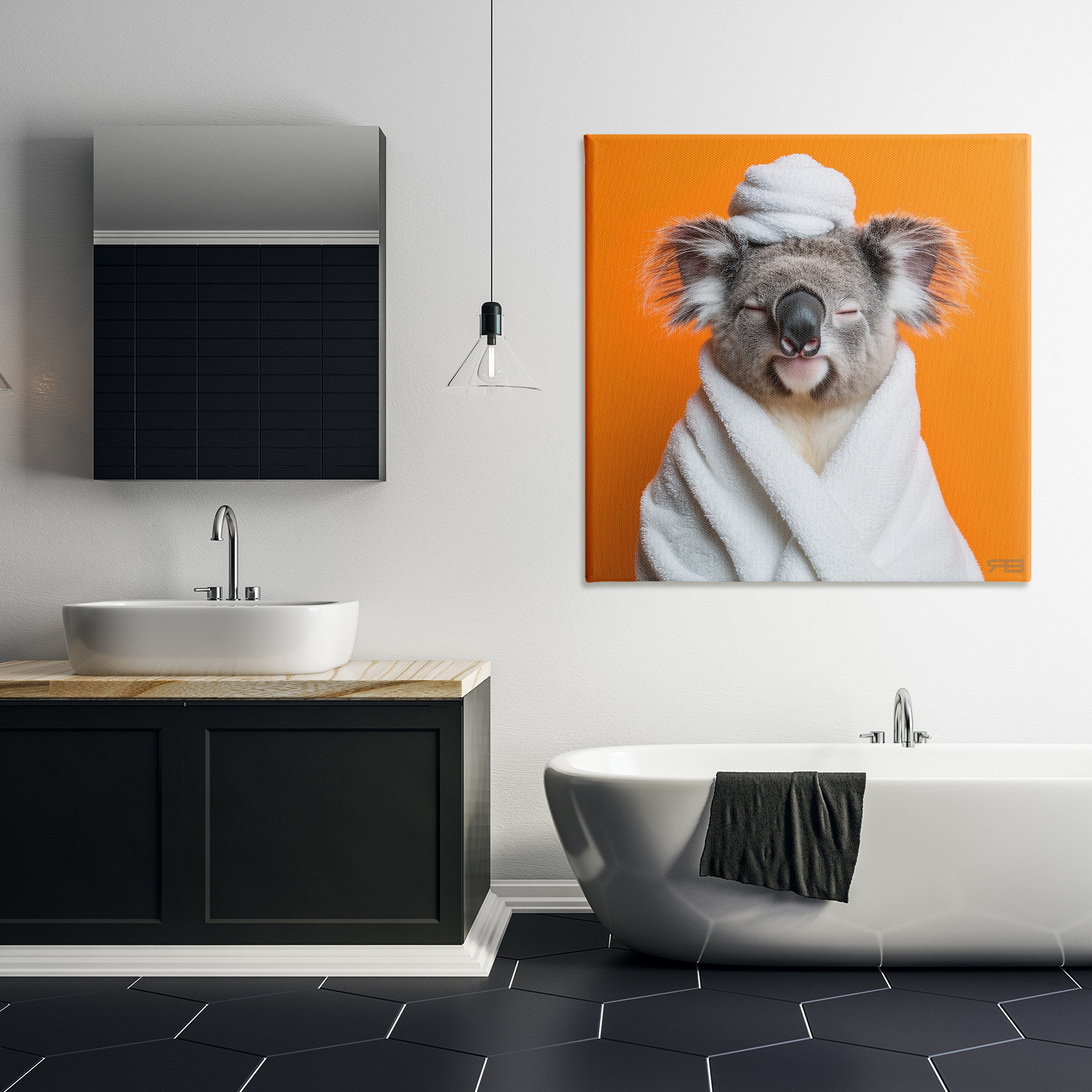 Stupell Industries Relaxed Bathtime Koala Bath & Laundry Painting Wrapped Canvas Art Print Wall Art, 36 x 36