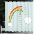 thumbnail image 4 of Ambesonne Cloud Shower Curtain, Doodle Girl on a Ladder, 69"Wx75"L, Multicolor, 4 of 5