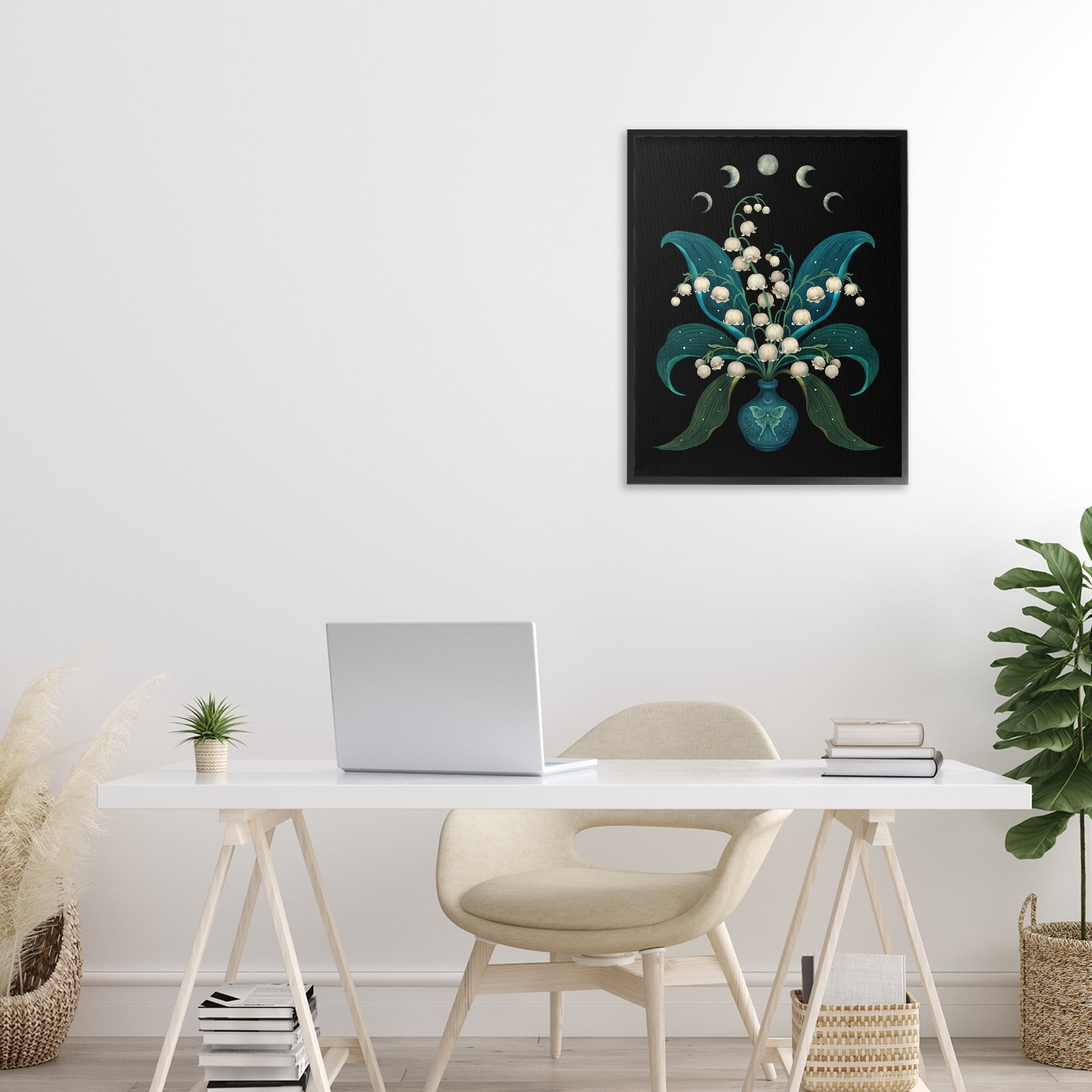 Stupell Industries Lunar Lily Of Valley Black Framed Giclee Art, design by Episodic Drawings