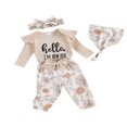 thumbnail image 1 of Floral Pants and Hat Bow Headband Set for Girl‘s Long Sleeve Romper, 1 of 8