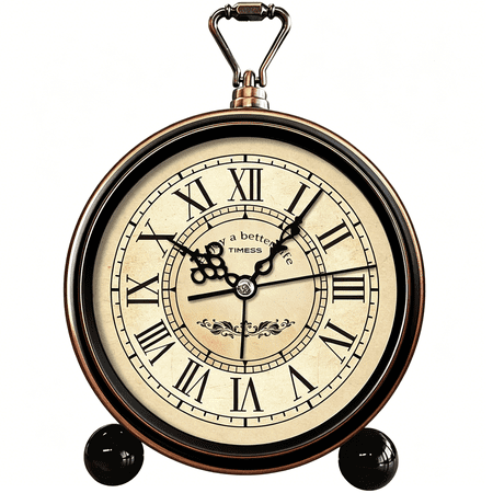 DESIGNICE Vintage Analog Alarm Clock,4.3 Silent Non-Ticking Quartz Desk Clock with Roman Numerals,Battery Operated Table Clock for Bedroom,Living Room,Office,Or Gift (White)