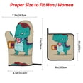 thumbnail image 2 of Pofeuu Cool Dino Playing Skateboard Print Oven Mitts and Pot Holders 4 pcs Set,High Heat Resistant 500 Degree Extra Thicken Long Kitchen Cotton Oven Glove for Cooking, 2 of 6
